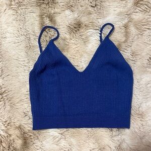 SHEIN Blue Ribbed Crop Top